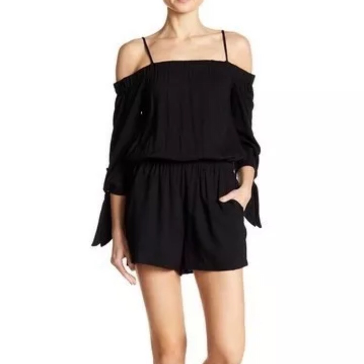 Splendid Womens Black Off-The-Shoulder Romper Size